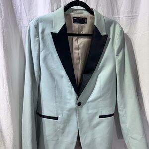 Men's Mint Green Blazer with Black Accents